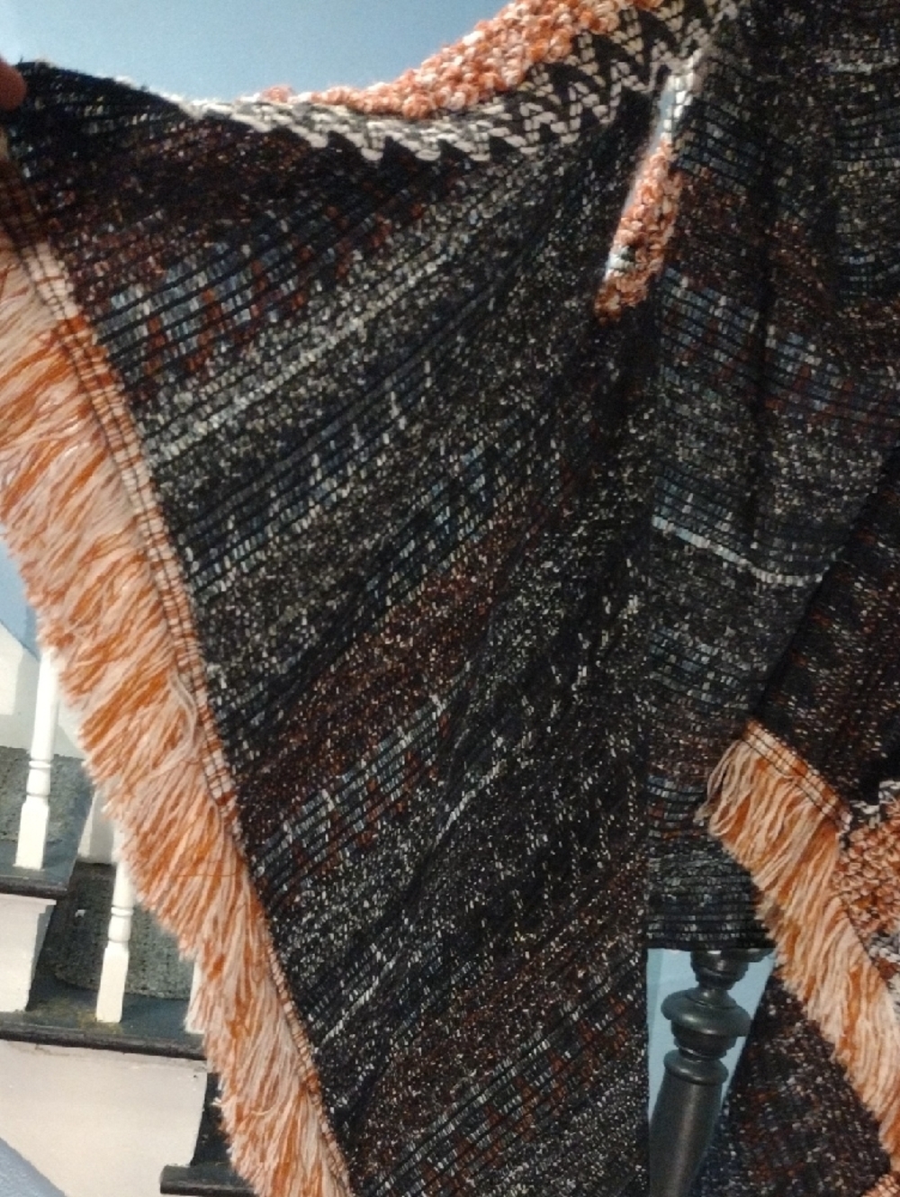 Cozy Knit Fringe Vest in Black, Gray, and Brown - Picture 3 of 9